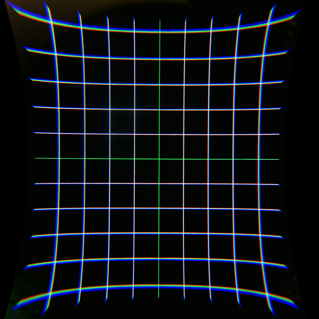 Figure 4: Lens distortion and chromatic aberration test, Oculus Rift DK2.