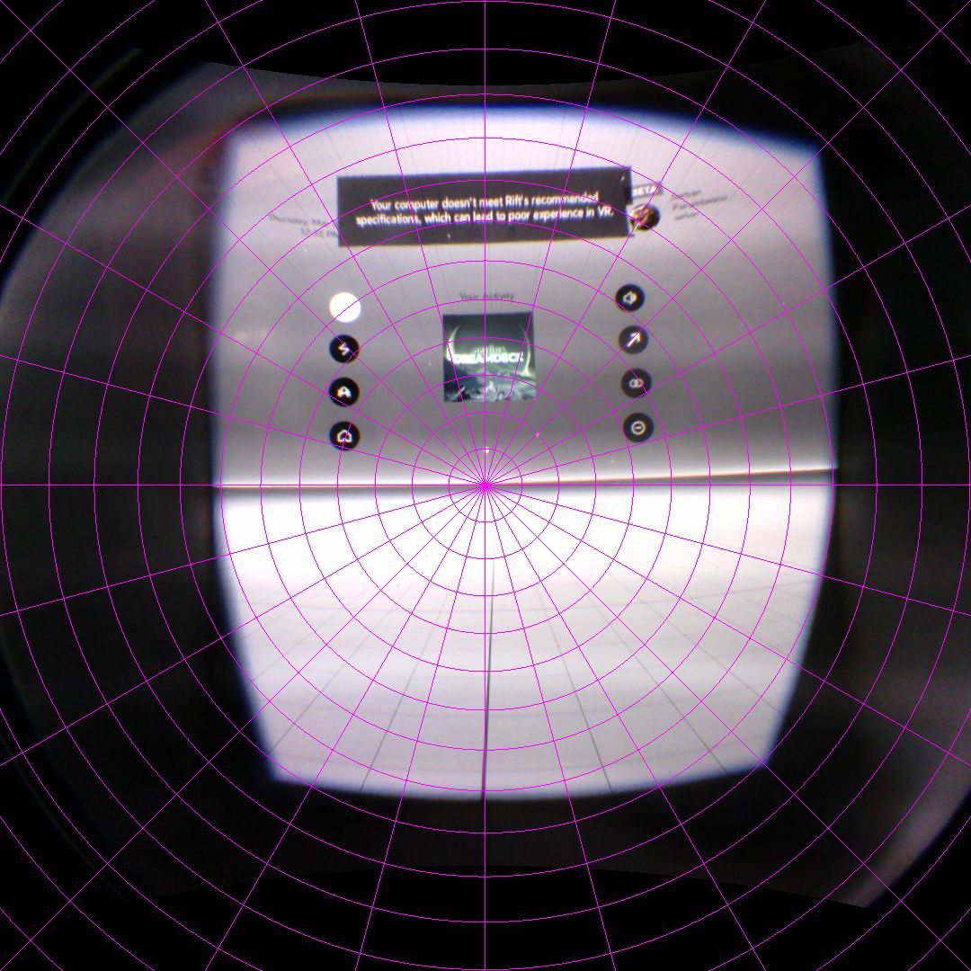 Figure 29: In-game setup screen in Oculus Rift CV1 at 5mm lens-camera distance.